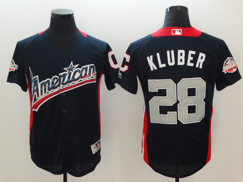American League #28 Corey Kluber Navy 2018 MLB All-Star Game Home Run Derby Jersey
